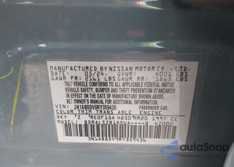 2024 Nissan Sentra Sr Xtronic Cvt из США, поврежденный, VIN 3N1AB8DV9RY359436